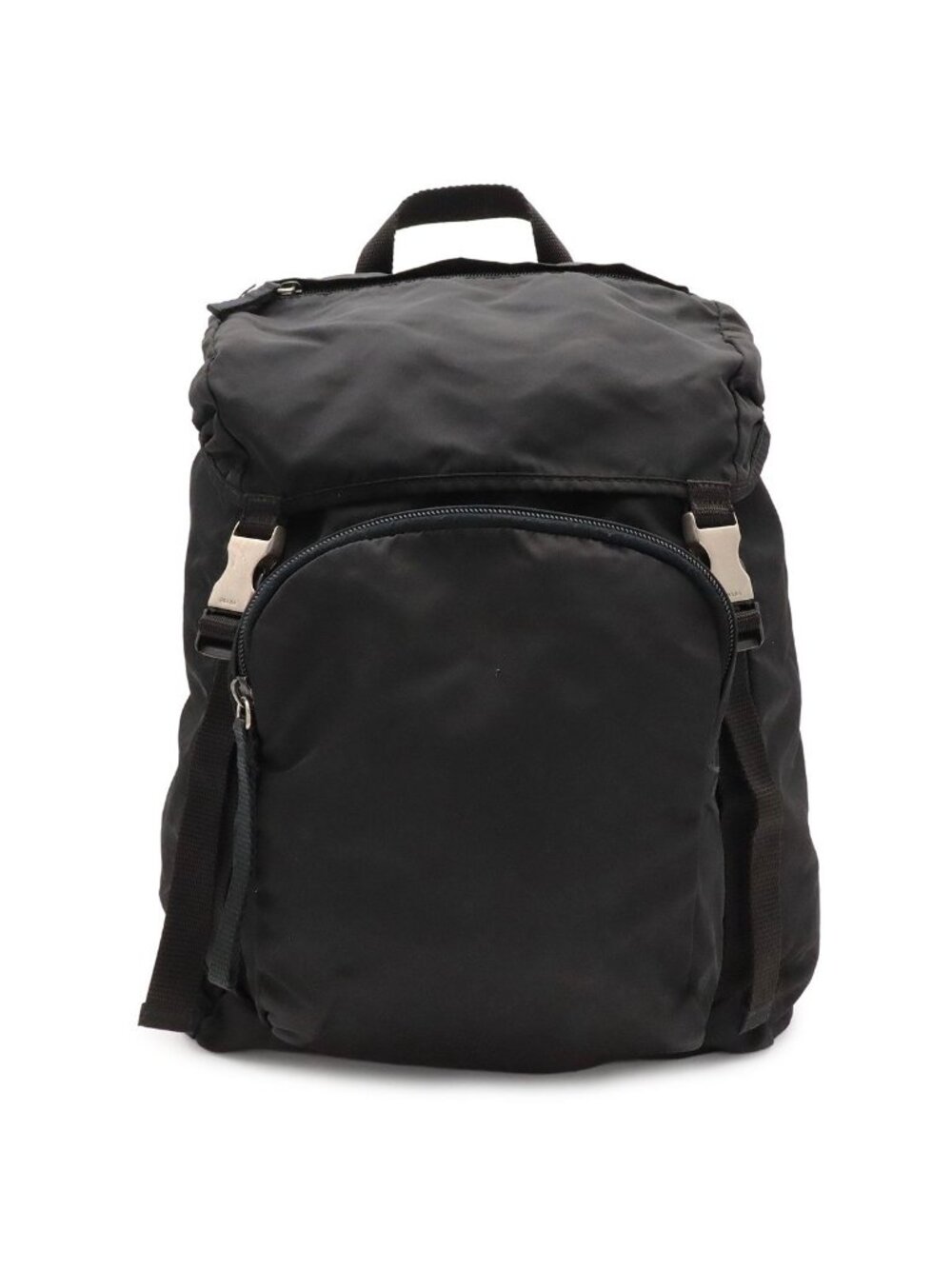 Prada Triangle Logo Backpack Nylon Nero Black Silver